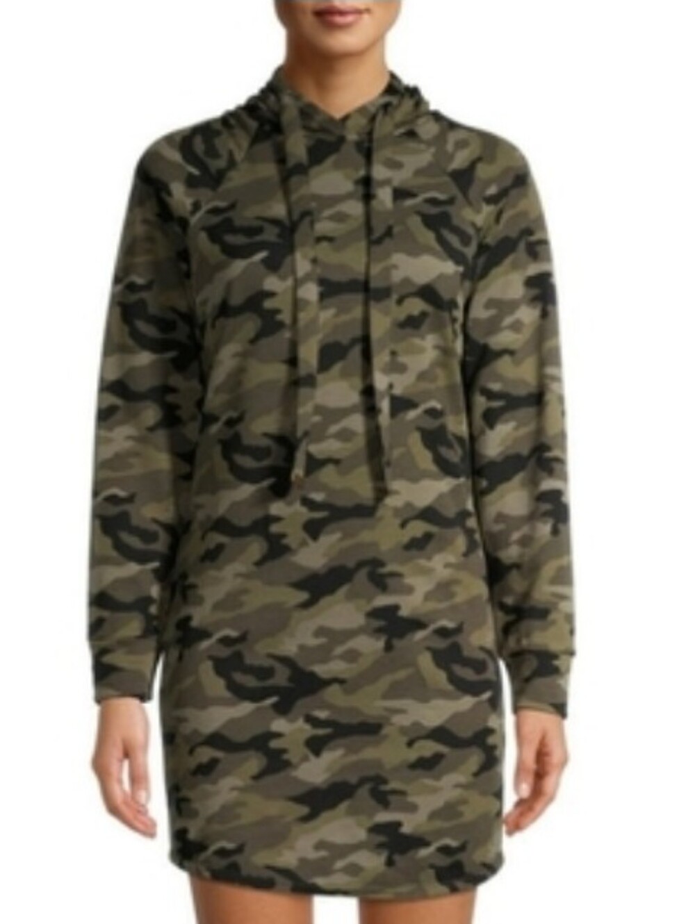 Camouflage Hoodie Mini Dress Long Sleeve
